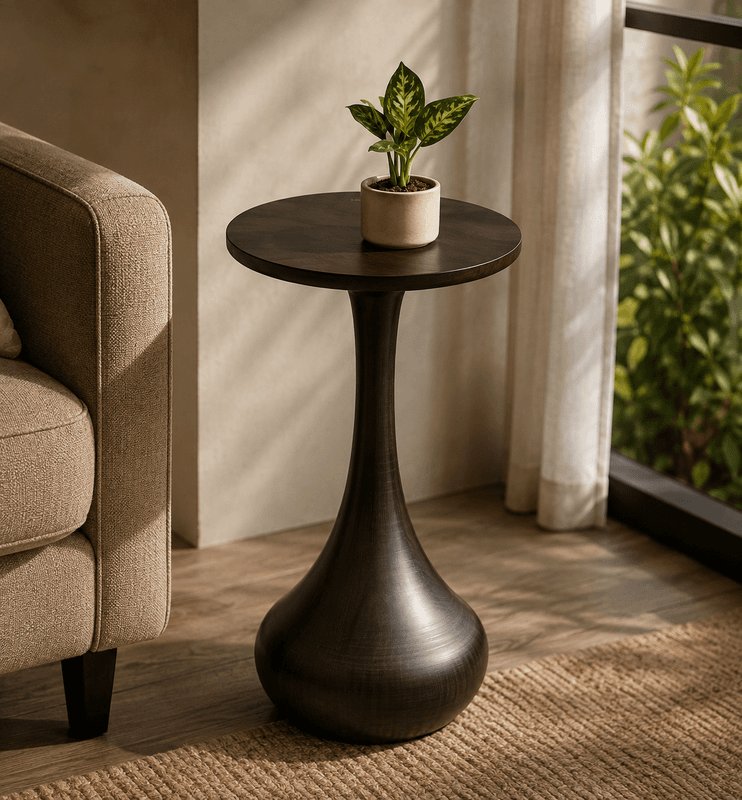 Elegant Dark Wood Pedestal Round Table