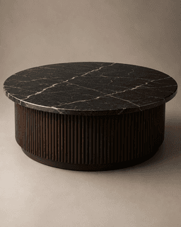 Round Fluted Base Marble Top Coffee Table