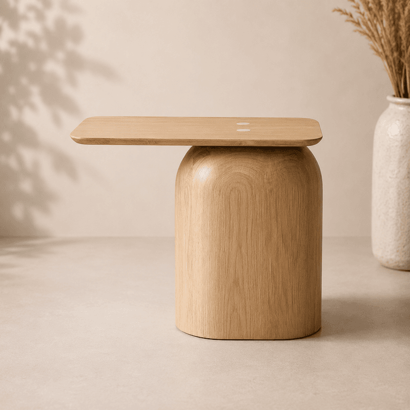 Modern Offset Oak Side Table
