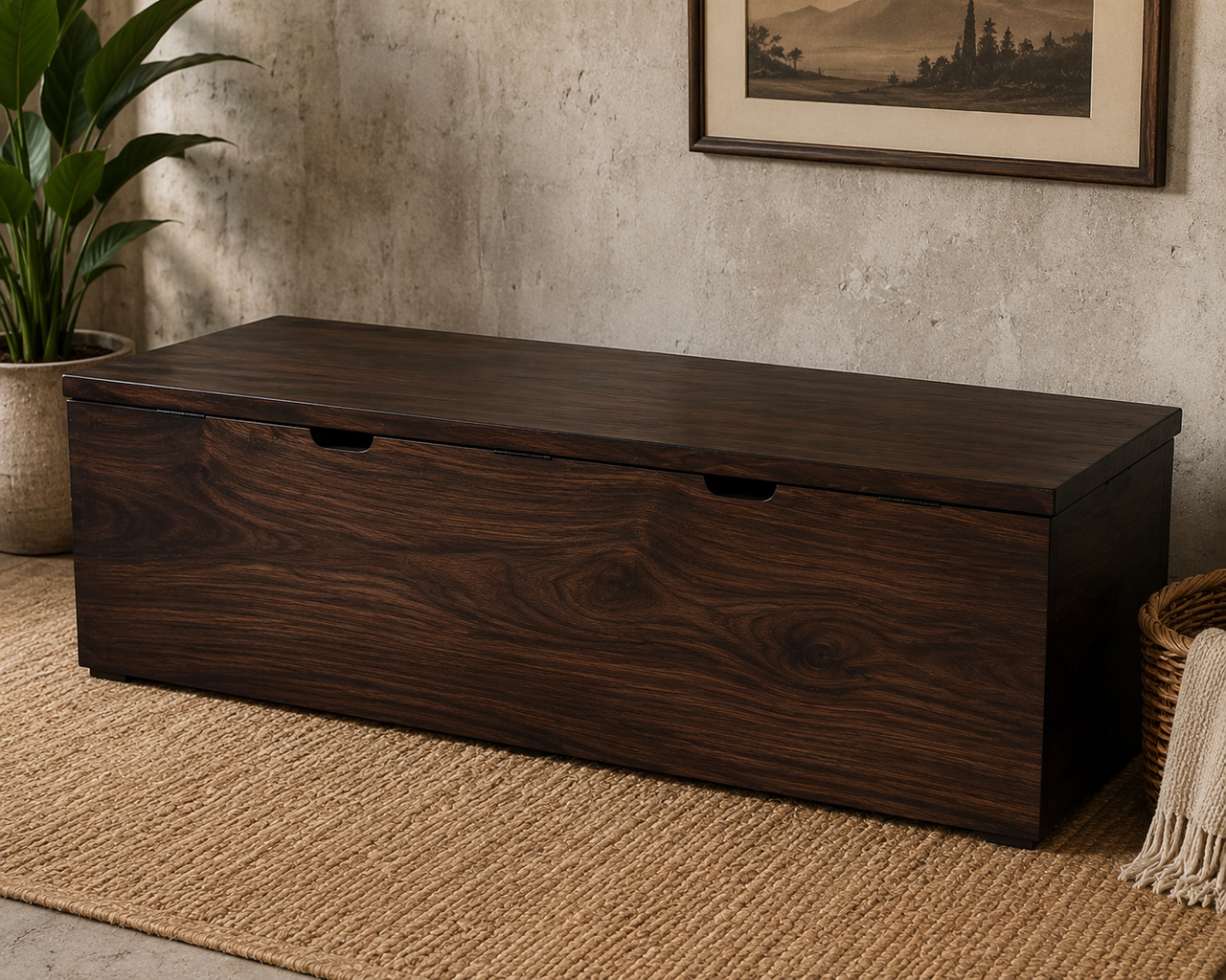 Minimalist Dark Wood Storage Trunk
